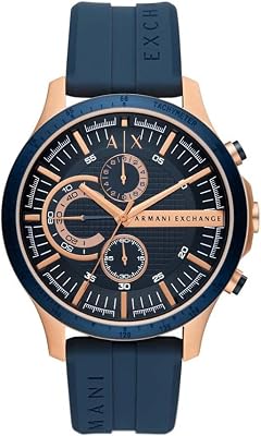 Herrenuhr, Quarzwerk Chronograph und 46mm Gehäusegröße mit Silikonarmband