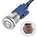 APIELE 16mm Momentary Push Button Switch On Off Stainless Steel with 12V LED Angel Eye Head for 16mm 0.63
