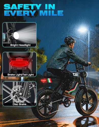 Electric Bike for Adults, 2500W Peak Motor, Up to 53 KM/H & 160KM, 20" Fat Tire Off-Road Ebike, 1104Wh Removable Battery, Electric Dirt Bike for Adults, Storage Box, NFC Unlock 7-Speed Full Suspension