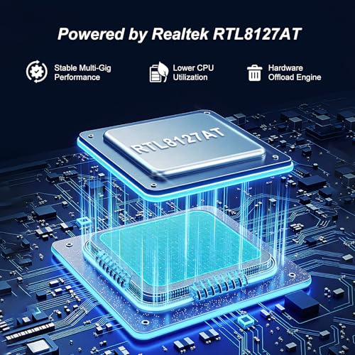 Carte Réseau PCIe 10G, Carte Ethernet YuanLey 10G Base-T Avec Contrôleur Realtek RTL8127AT, Adaptateur Ethernet PCIe Vers RJ45 10Gb NIC Compatible Avec PCI Express X1, X4, X8, X16, Prise En Charge WOL