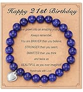 HGDEER 21st Birthday Gifts, Natural Stone Heart Bracelets for Friends Sister Girls Women