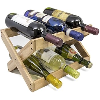 Sorbus Bamboo Foldable Countertop Wine Rack 6-Bottles (Bamboo)