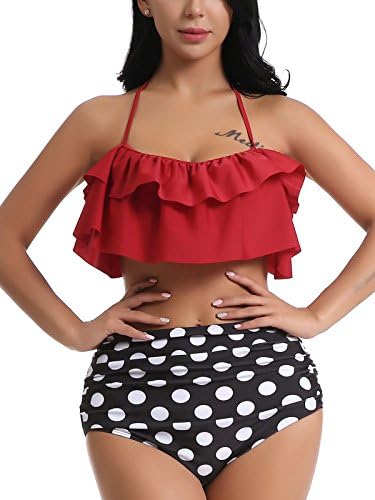 LuxShow Women's Swimsuit 2PCS Bikini Set Swimsuit for Women Bathing Suit with Personalized Print High Waist Beachwear