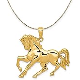 The Black Bow 14k Yellow Gold Large Galloping Horse Necklace
