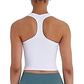 Women's Cropped Racerback Tank Tops Running Workout Tops Active Yoga Tops