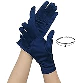 Instiqueo Women's Short Satin Wedding Opera Party 1920s Gloves Lace Choker Gothic Necklace Prom Evening Gloves