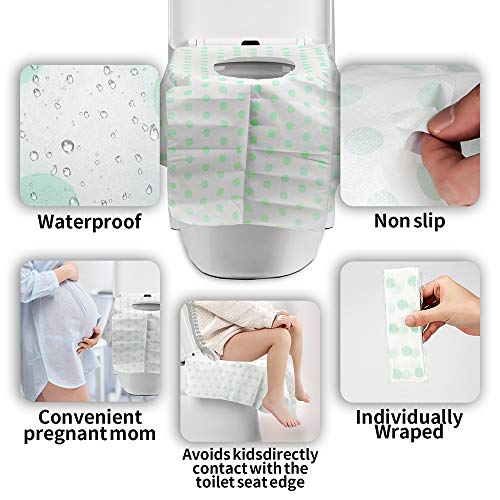 Toilet Seat Covers Disposable, Famard Extra Large Portable Potty Seat Covers for Toddlers, Soft and Waterproof Travel Potty Covers for Kids with Individually Wrapped (20 Packs)