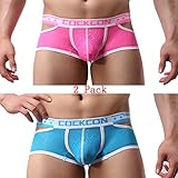 2 Pack Men Boxer Briefs Shorts Hollow Cut Out Trunks Underwear 863