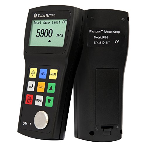 YUSHI UM1 Series UM-1 Handheld Portable Ultrasonic Thickness Gauge Tester Meter 0.8mm - 300mm (0.03'' to 12'') w/ PT-08 Probe/Transducer P-E (pulse-echo)