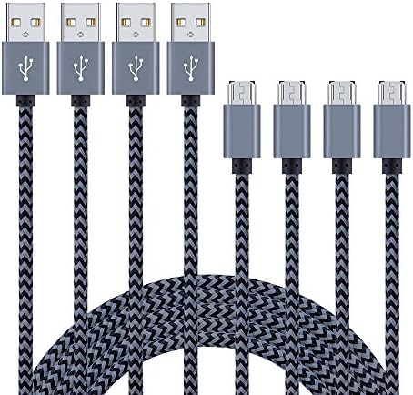 CableLovers Micro USB Cable, 4 Pack 6FT High Speed Nylon Braided A Male to B Male Micro USB Charging Cords for Android, Samsung Galaxy S7 S6 edge, LG G4, Note, Nexus, Motorola, BLU, HTC, Huawei