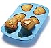 Chefaith 2 Pcs 6-Cup Silicone Muffin / Cupcake Baking Pan [Heart-Shaped Baking Cups] - Non-Stick, Heat Resistant (Up to 480°F) Mini Cake Baking Mold / Tray, Food Grade Reusable Bakeware, Blue