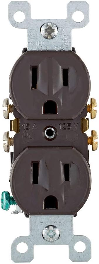 Leviton 5320-WMP 15 Amp, 125 Volt, Duplex Receptacle, Residential Grade, Grounding, 10-Pack, White - Electrical Outlets - 