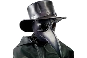PartyHop Black Rubber Plague Doctor Mask, Halloween Long Nose Bird Beek Steampunk Gas Latex Face Mask, Party Cosplay Costume Prop for Kids and Adult