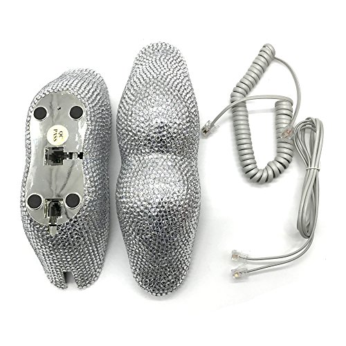 EPLAZA Silver Sexy Lips Mouth Fixed Land Line Telephone Shining Desk Wired Corded Phone Home Office Decoration