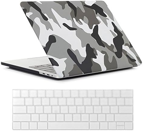Macbook Pro 15 Case,Plastic Hard Case and Keyboard Cover for Apple Macbook Pro 15 inch with Touch Bar and Touch ID 2016 Release A1707,Grey Camouflage