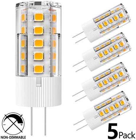 GEZEE G4 LED Bulbs 5 Watts 400 Lumen AC DC 12V 33x2835SMD LED Warm White 3000K LED Corn Light 360° Beam Angle Non-dimmable (5 pack)