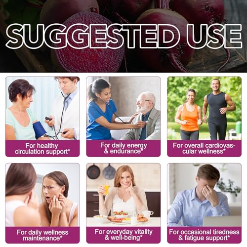 Beet Root Gummies for Blood Pressure, Nitric Oxide Booster, Heart Health, Energy Level Suport | with CoQ10 & 20:1 Beet Root Extract, Grapeseed Extract, Vitamin B12/C, Sugar-Free | 90 Chews