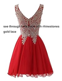 Vestido de graduación de encaje con cuentas cortas de oro de Kivary para cóctel, fiesta