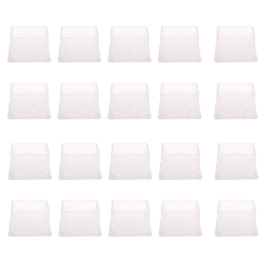 sourcingmap Clear PVC Chair Leg Caps End Tip Feet Cover Furniture Glide Floor Protector 20pcs 1.18" x 1.18" (30x30mm) Inner Size, Reduce Noise Prevent Scratch