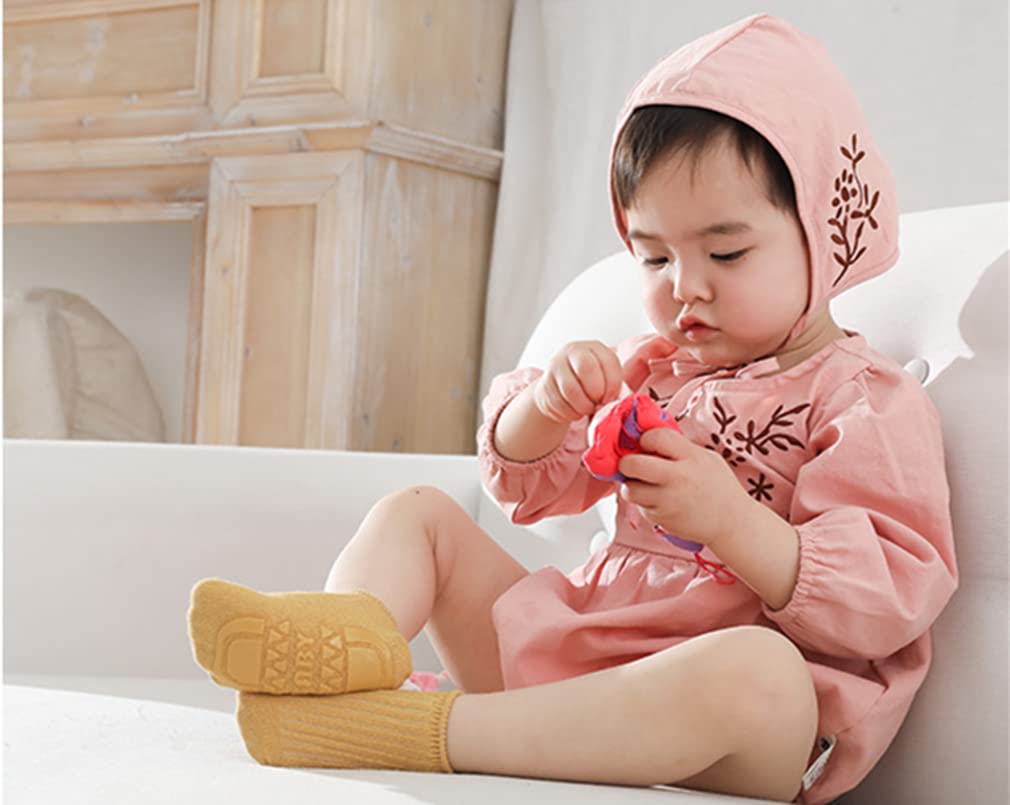 BEHELE Toddler Baby Non-Slip Socks 8 Pairs - Infant Newborn Antiskid With Grips, Solid Unisex Ankle for Girl Boy