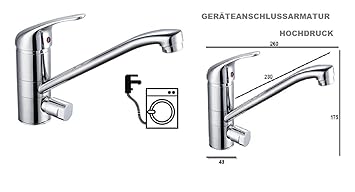 Grünblatt Niederdruck Küchenarmatur mit Maschinenanschluss Geräteanschluss Küche armatur Einhebelmischer Wasserhahn