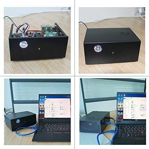 Geekworm Raspberry Pi X830 HDD SATA Storage Board Matching Metal Case/Enclosure + Power Control Switch + Cooling Fan Kit Support ROCK64 Board