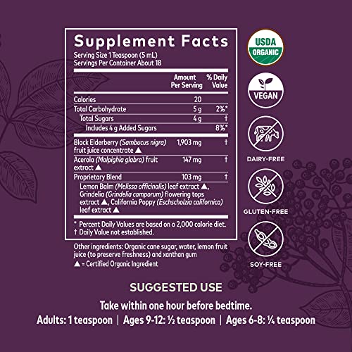 Gaia Herbs Black Elderberry, Nighttime Syrup Immune Support