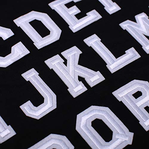 J.CARP Iron on Letter Patch for Clothes, 26pcs Alphabet A to Z Word Iron-on Patches, Sew-on Appliques for Jeans/Jackets/Backpacks/Kids Clothing to Cover Rip/Logo, Classic White