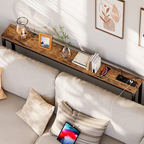 HOOBRO 47.2” Skinny Console Table with Power Outlets and USB Ports