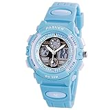 PASNEW Boys Girls Waterproof Sport Digital Watch Dual Time Display - Azure