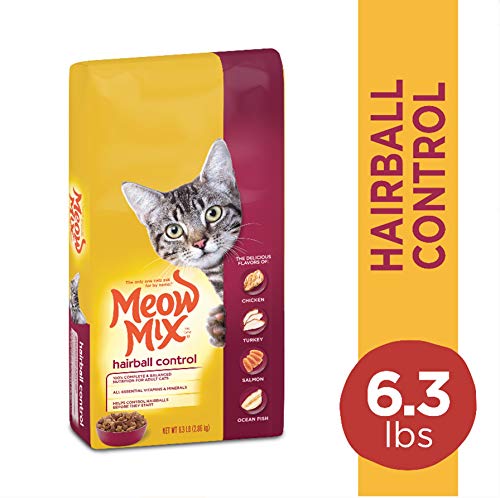 MEOW MIX HAIRBALL CONTROL DRY CAT FOOD FOR ADULT CAT, 6.3 LB. BAG