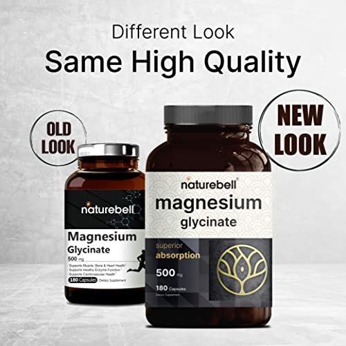 Double Strength Magnesium Glycinate 500mg, 180 Capsules, 100 Chelated