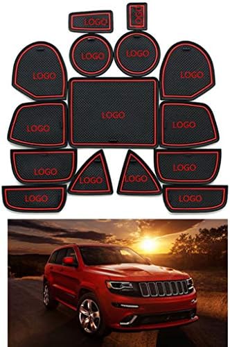 Zerama 15Pcs Replacement for Jeep Grand Cherokee 2011-2015 Interior Door Slot Non-Slip Mat Auto Gate Groove Cup Pads