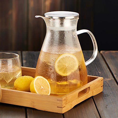 WarmCrystal, Large Glass Cold Teakettle, Pitcher and Carafe for Tea, Coffee, Lemonade and Ice Teapot (55 oz)