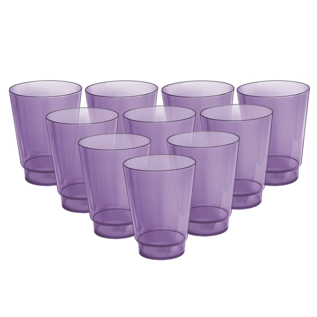 Acrimet Plastic Cup, Reusable, 10oz | 300ml, Tumbler Water, Machine Washable, Stackable Beverage Tumblers, Drinking Cup, Shatterproof, Durable (Purple Color) (Set of 10)