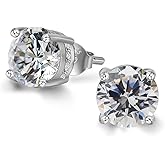 ADAIER Hypoallergenic Cubic Zirconia Stud Earrings for Women & Men 24K Gold Plated Sterling Silver Post, Big Brilliant CZ Simulated Diamond Halo Studs Sensitive Ear Friendly Fashion Jewelry Gift (SE-30F)