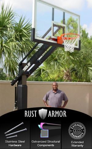 Pro Dunk Diamond: Ultimate Adjustable In-Ground Basketball Goal System with 72 Inch Backboard 12x8 Inch Pole and 5 Foot Extension for Outdoor Backyard Courts or Institutions