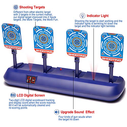 Nerf Gun Targets,Electronic Scoring Auto Reset Shooting Digital Target for Nerf Guns Toys , Ideal Christmas Gift Toy for Kids, Teens, Boys & Girlsï¼ˆ2019 Update Versionï¼‰