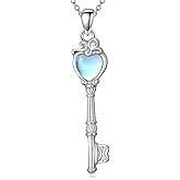 OUTANG Key Necklace for Women 925 Sterling Silver Moonstone Key Pendant Ladies Jewelry Gifts