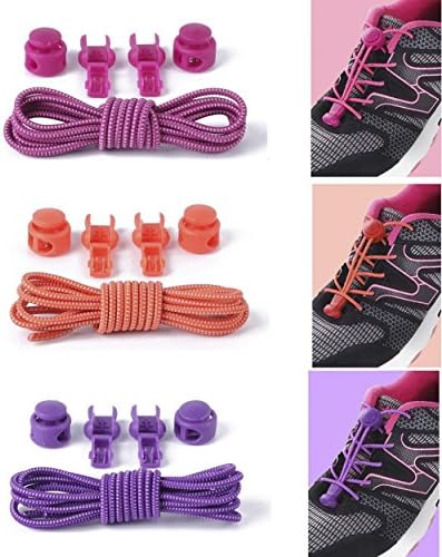 DreamFire Elastic Shoelaces with Lock No Tie Shoelace for Men Women Kids Outdoor Camping Hot Pink Orange Purple