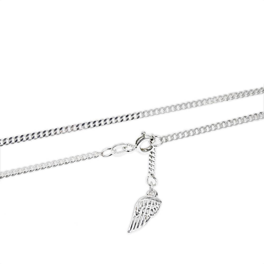 NKlaus SET 2x 925 sterling silver anklets 25cm curb chain angel wings 40391