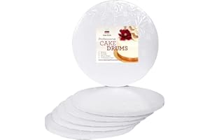 FOVLWYT 10 Inches White Round Sturdy Cake Board Drums for Displaying Cakes, 1/2 Inch Thick, (6-Pack)