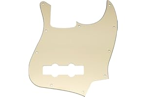 Musiclily 10 Hole Jazz Bass Pickguard J Bass Scratch Plate for 4 String Fender USA/Mexican Made American Standard Jazz Bass, 3Ply Cream