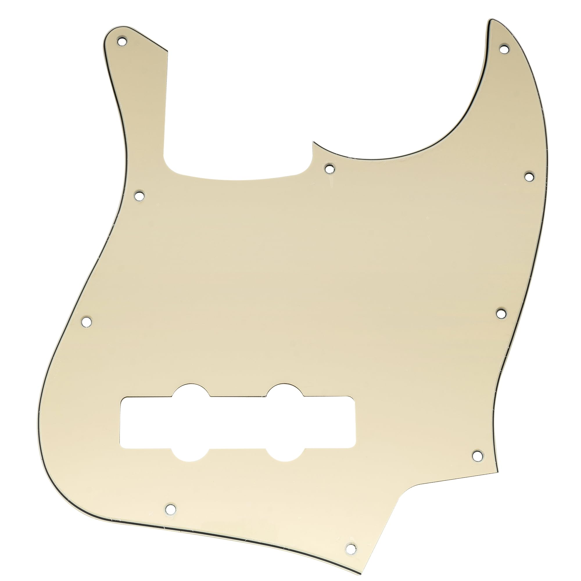 Musiclily 10 Hole J Bass Pickguard for Fender American/Mexican Made Standard Jazz Bass, 3Ply Cream