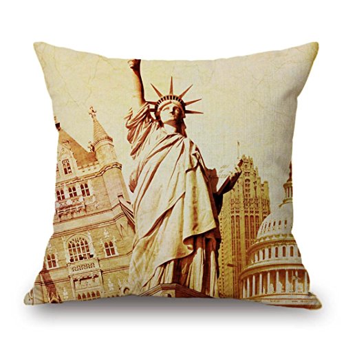 Vovotrade Home Decor Ornate Sofa Waist Throw Cushion Cover Pillow Case Independence Day American Flag Patriotic Design July 4th 45cmx45cm (E)