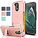 Moto G4/G4 Plus case,[Not fit Moto G4 Play],AnoKe[Card Slots Holder][Not Wallet] Kickstand Hard Plastic PC TPU Shockproof for Motorola Moto G 4th Gen/G Plus 4th Generation KC1 Rose Gold