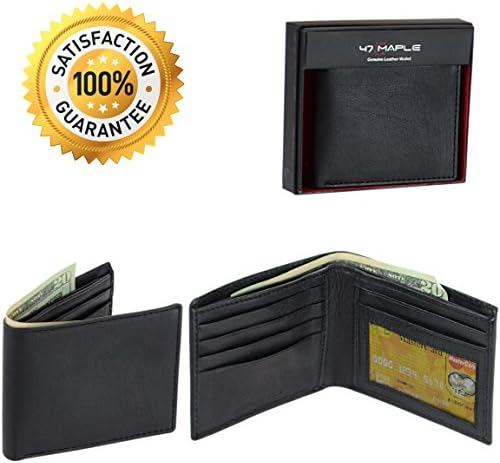 Bifold Men's Leathe Wallet with Mesh ID Pocket &amp; Box (Cow Leather)