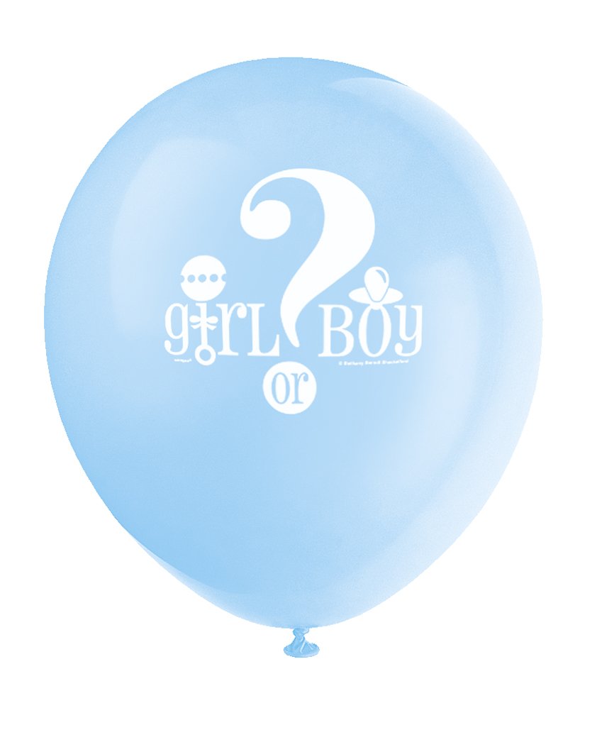 Unique Party 47395 - 12" Latex Gender Reveal Baby Shower Balloons, Pack of 8