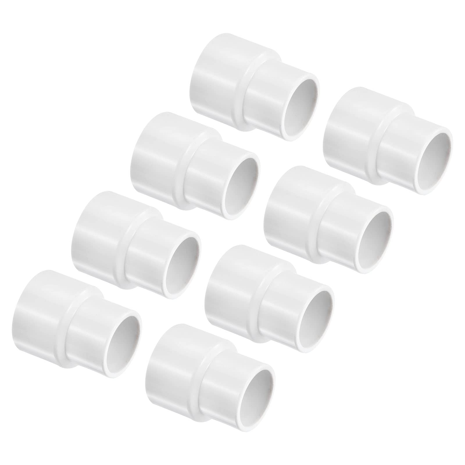 PATIKIL PVC Reducer Pipe Fitting 32mm to 25mm ID, 8 Pack Straight Coupling Adapter Connector, White