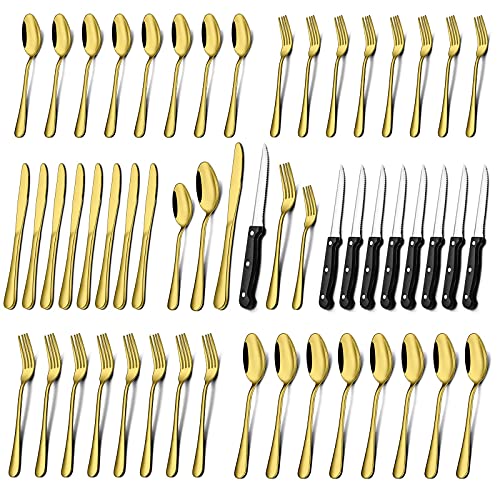 Umite Chef Gold Silverware Set, 24 Piece Stainless Steel Flatware
